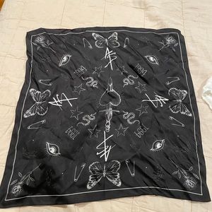 All saints black patterned silk scarf